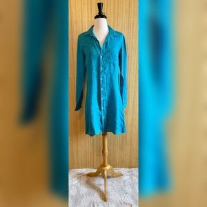 Frank & Eileen Teal Linen Shirt Dress